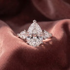 18K Trilogy Pear Diamond Engagement Ring — AI cloth, in-house