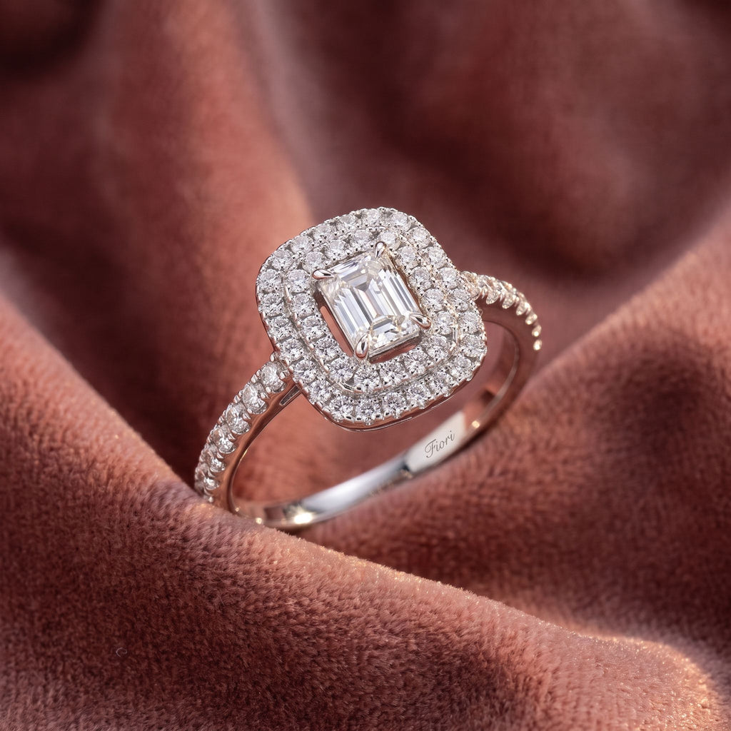 18K Halo Diamond Engagement Ring — AI cloth, in-house