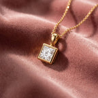18K Solitaire Princess Diamond Pendant — AI cloth, in-house