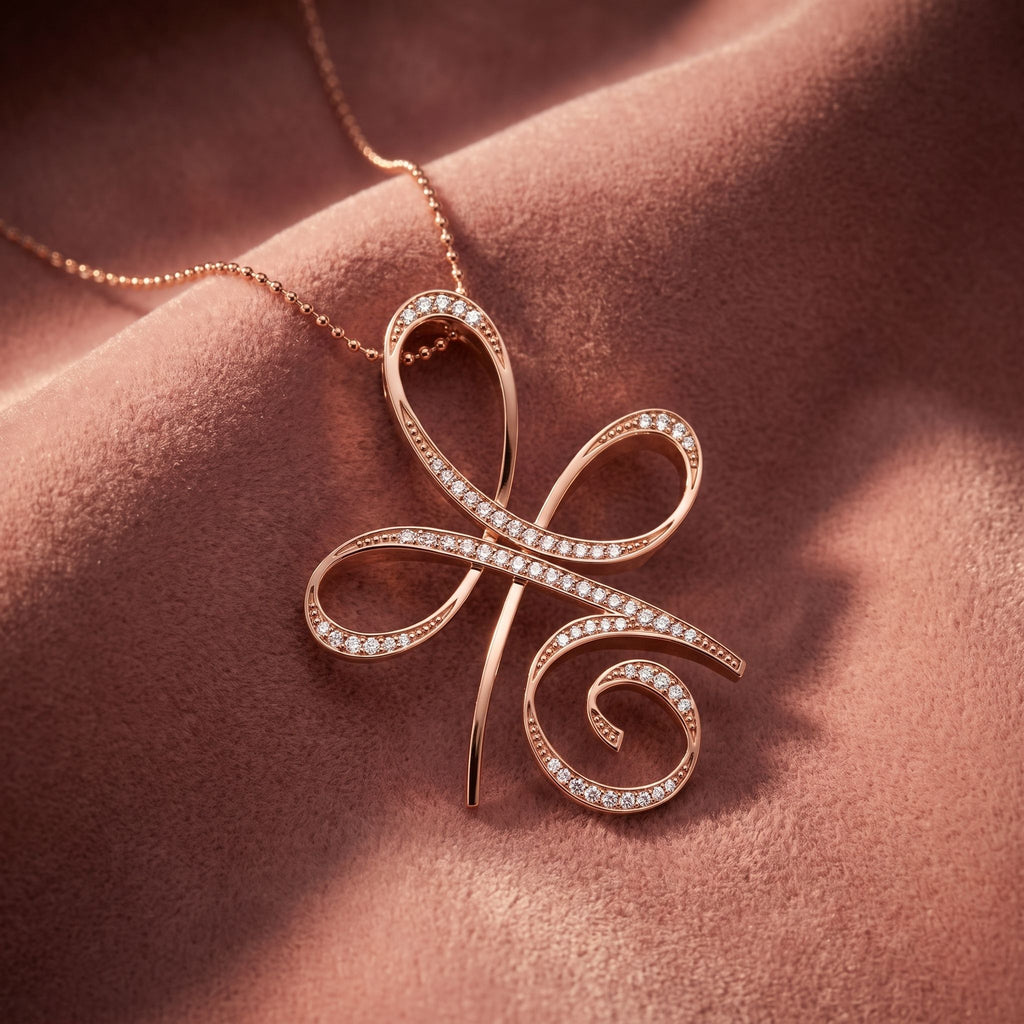 18K Bespoke Life Symbol Diamond Pendant — AI cloth, in-house
