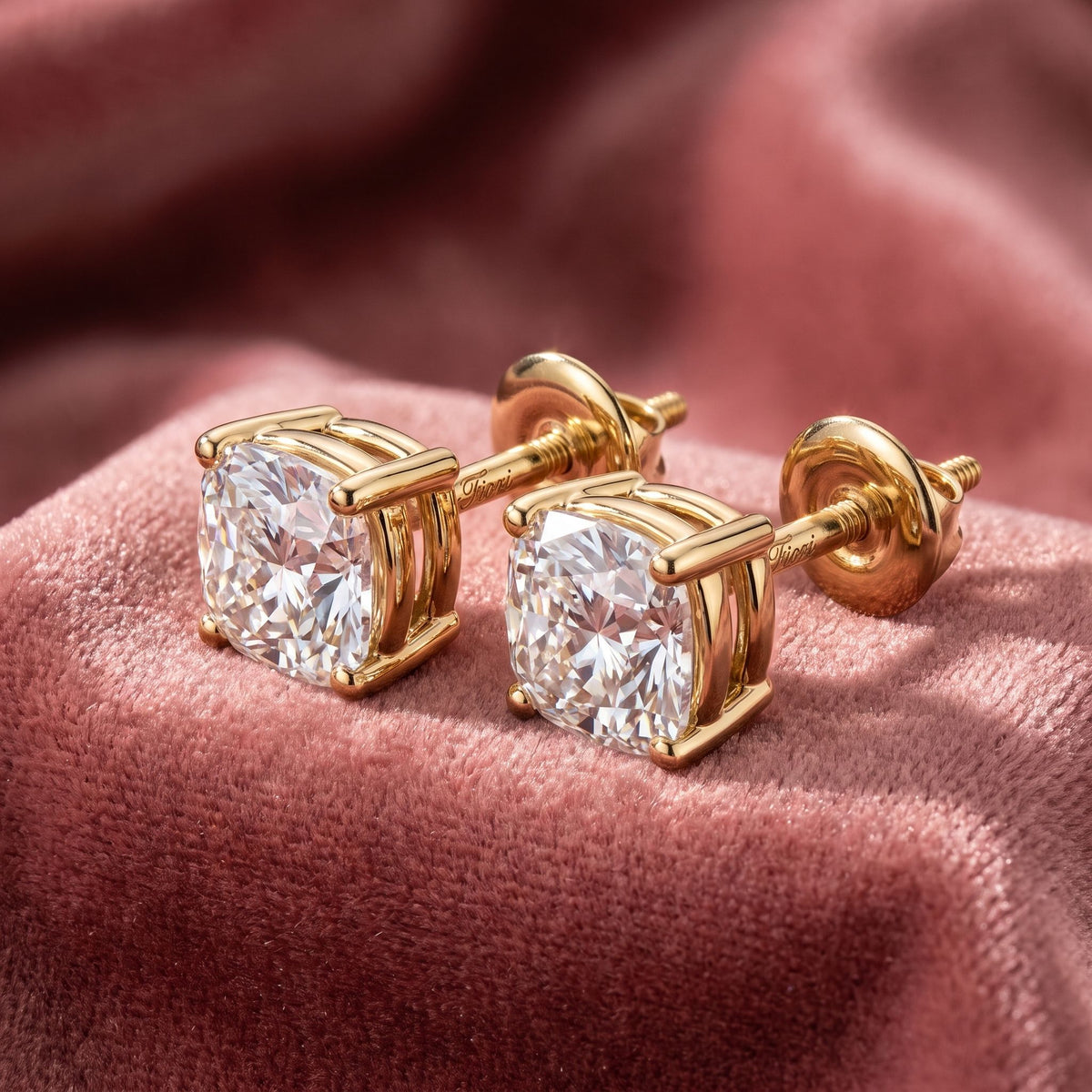 18K Solitaire Round Diamond Earrings — AI cloth, in-house