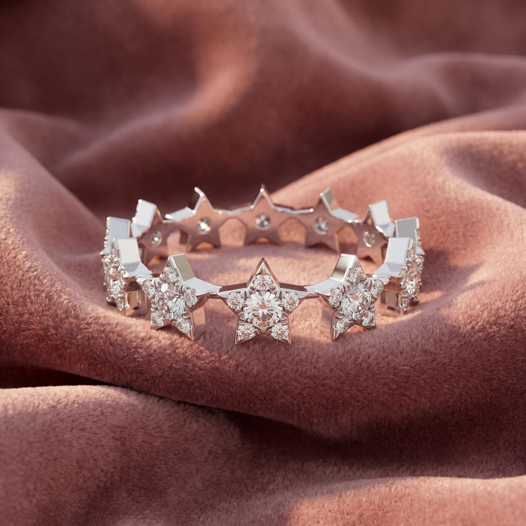 14K Star Round Diamond Ring — AI cloth, in-house