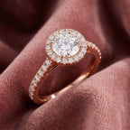 18K Halo Round Diamond Ring — AI cloth, in-house