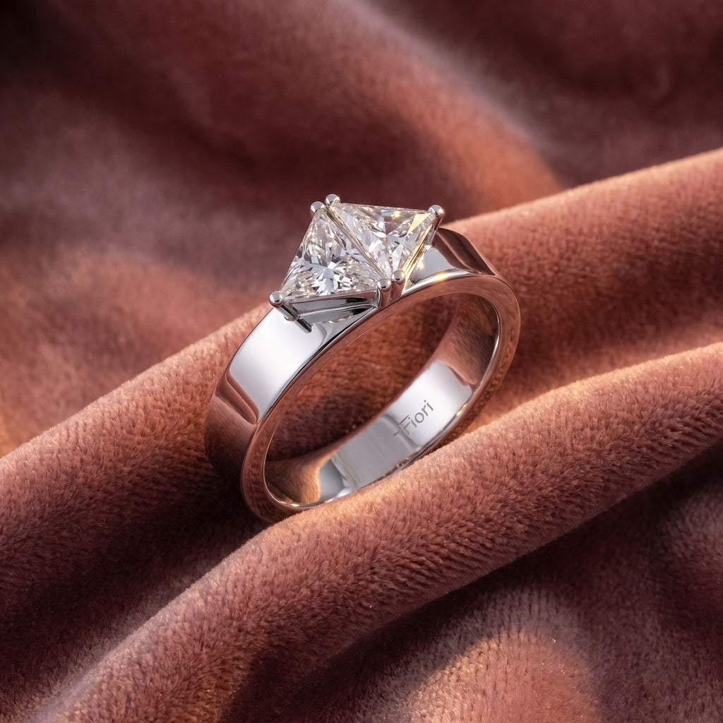 18K Bespoke Triangle Diamond Ring — AI cloth, in-house