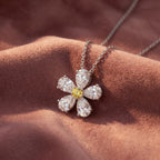 14K Floral Pear Diamond Pendant — AI cloth, in-house