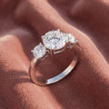 18K Trilogy Round Diamond Engagement Ring — AI cloth, in-house