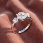 18K Trilogy Round Diamond Engagement Ring — AI cloth, in-house
