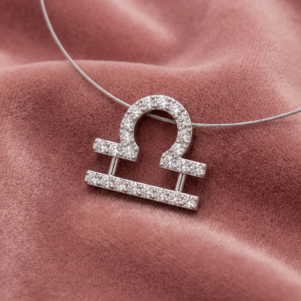 18K Zodiac Round Diamond Pendant — AI cloth, in-house