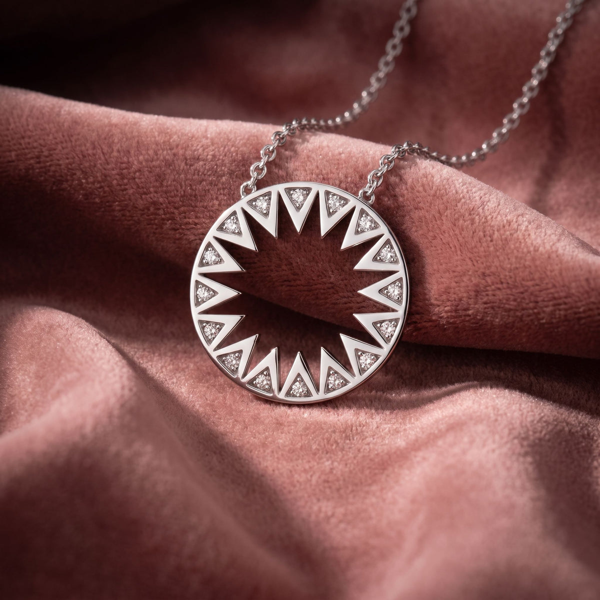 18K Bespoke Round Diamond Pendant — AI cloth, in-house