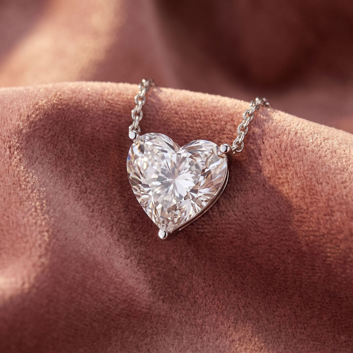 18K Solitaire Heart Diamond Pendant — AI cloth, in-house