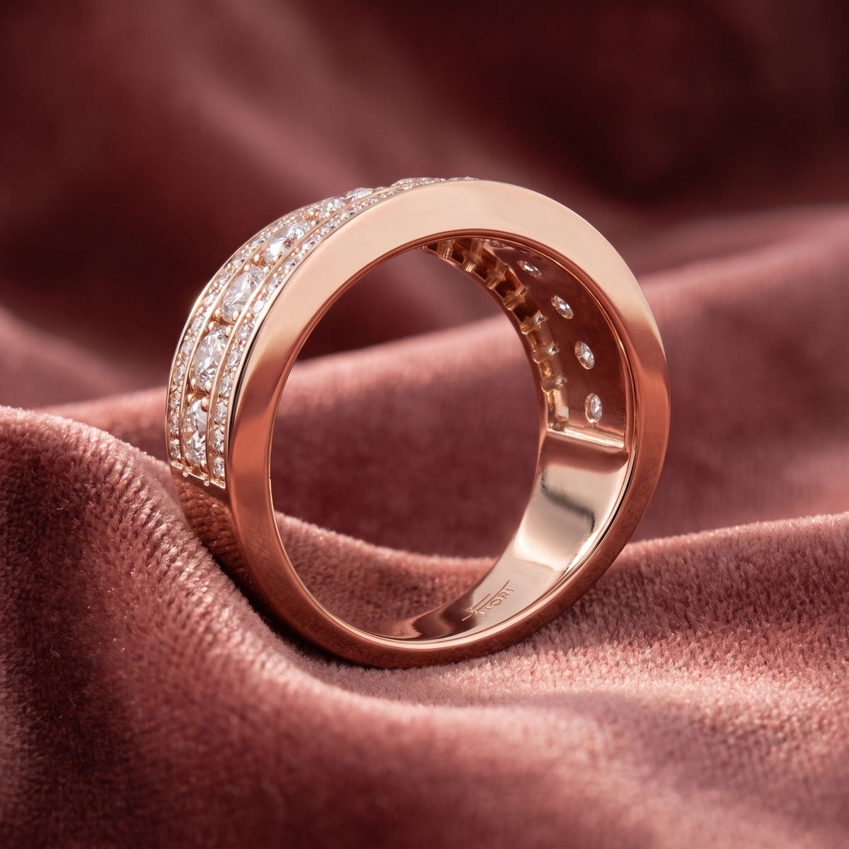 18K Eternity Round Diamond Multi-Row Ring — AI cloth, in-house