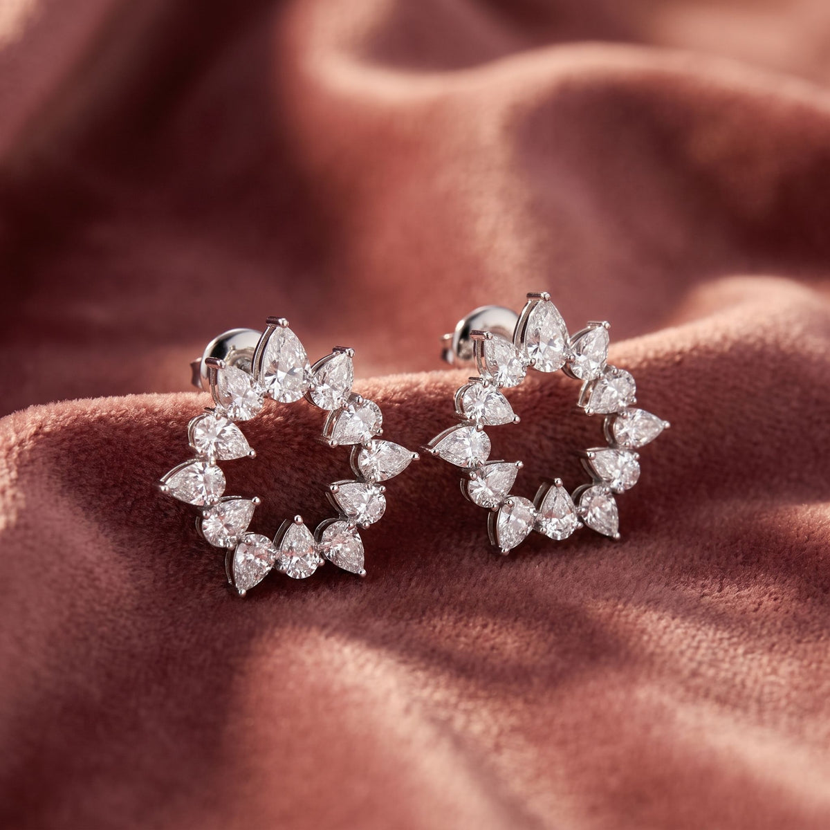 14K Pear Diamond Earrings — AI cloth, in-house