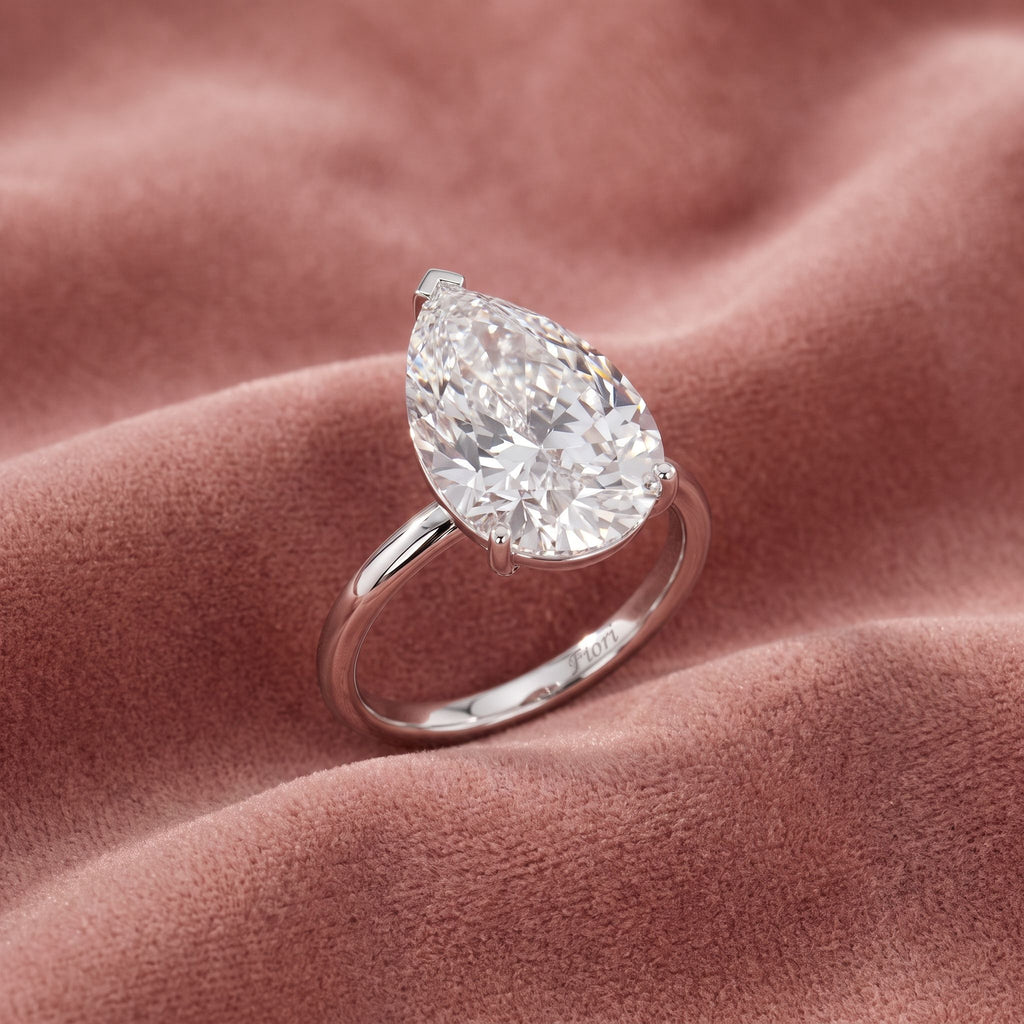 18K Solitaire Pear Diamond Ring — AI cloth, in-house