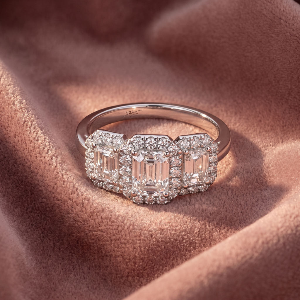 18K Trilogy Diamond Ring — AI cloth, in-house