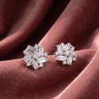 14K Floral Baguette Diamond Earrings — AI cloth, in-house
