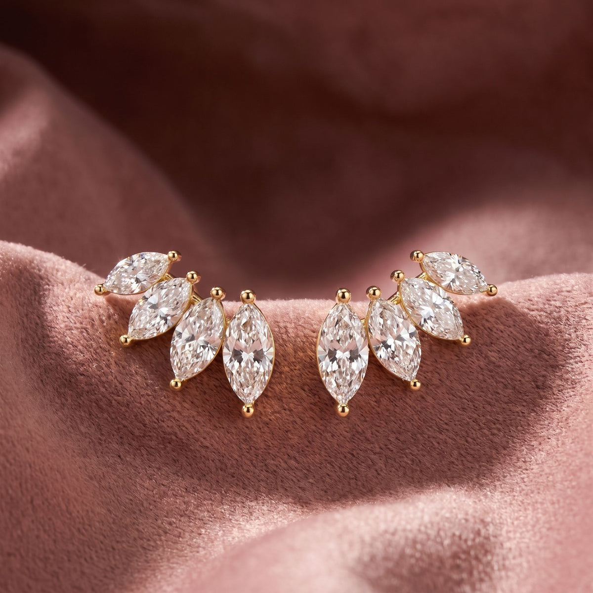 14K Halo Bespoke Diamond Earrings — AI cloth, in-house
