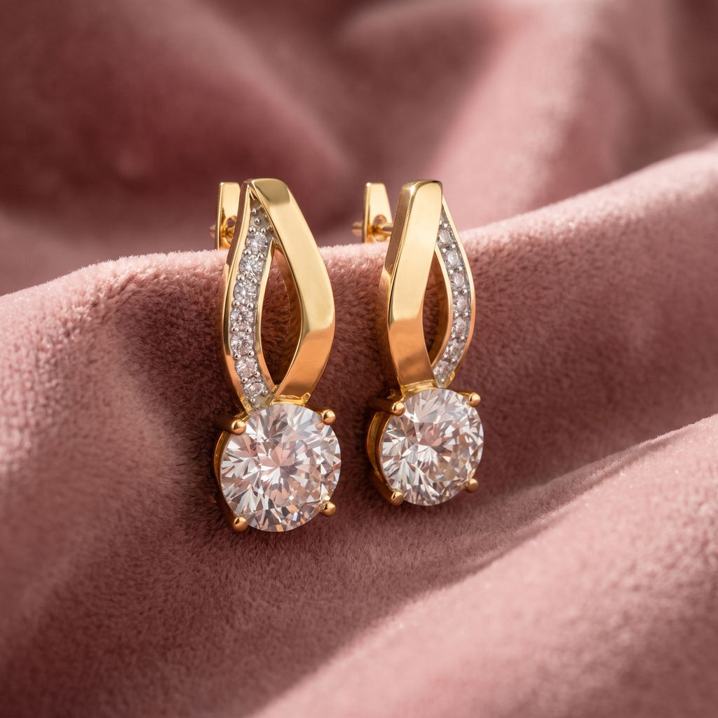 18K Diamond Drop Earrings — AI cloth, in-house