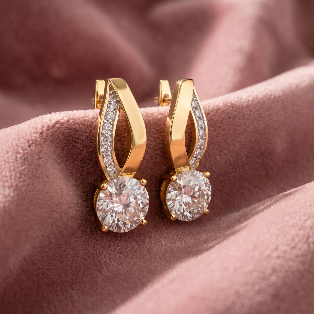 18K Diamond Drop Earrings — AI cloth, in-house