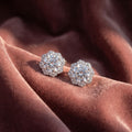 18K Halo Diamond Earrings — AI cloth, in-house