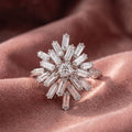 18K Floral Baguette Diamond Ring — AI cloth, in-house