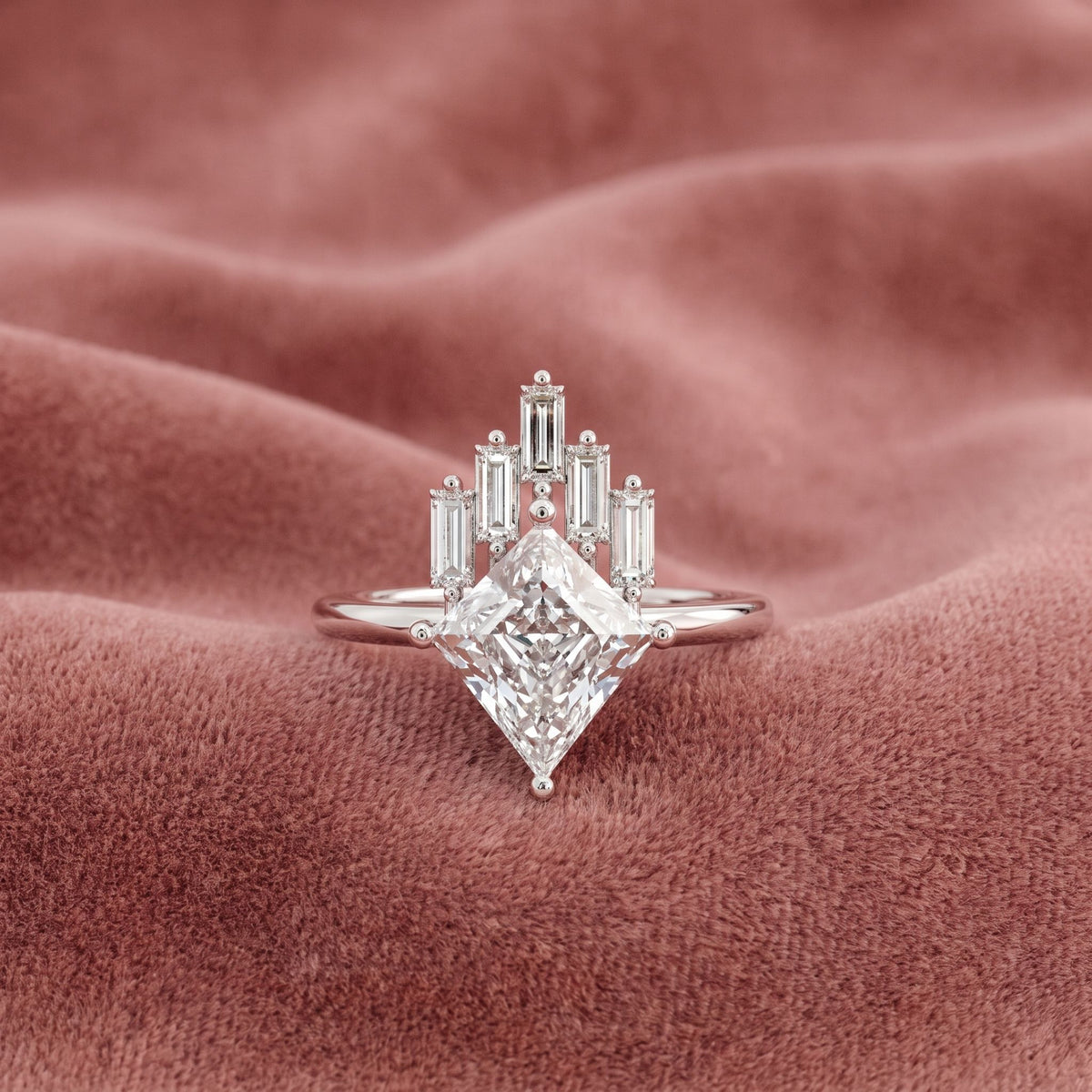 18K Kite Baguette Diamond Ring — AI cloth, in-house