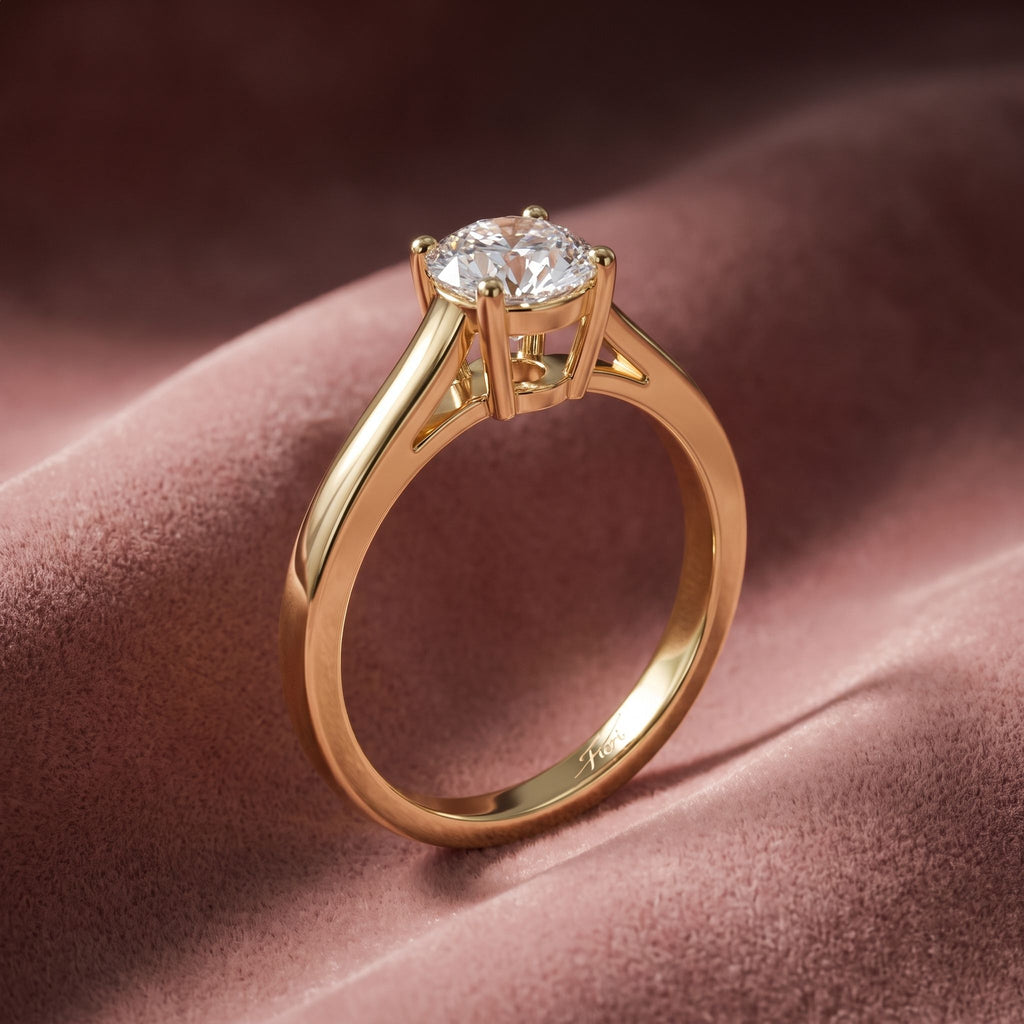 18K Solitaire Diamond Engagement Ring — AI cloth, in-house