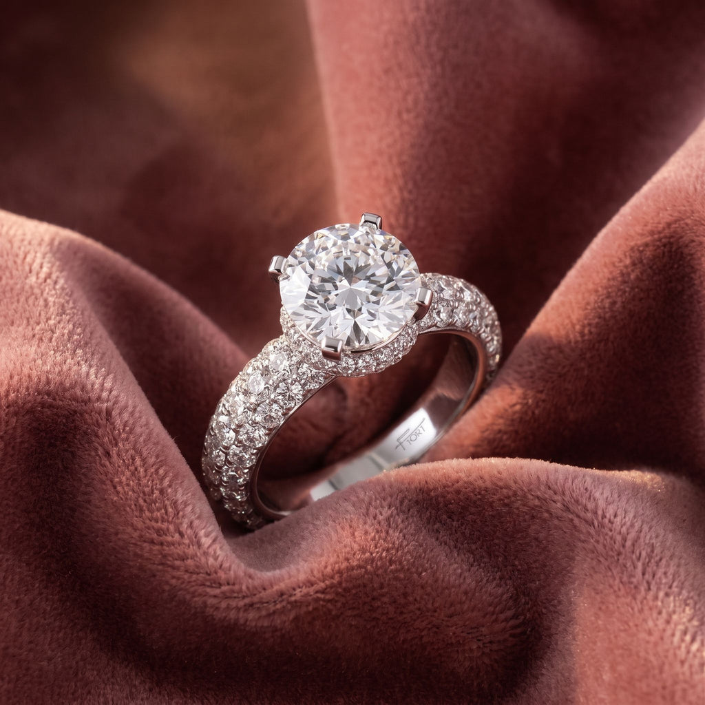 18K Halo Round Brilliant Diamond Engagement Ring — AI cloth, in-house