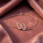 18K Alphabet Round Diamond Bracelet — AI cloth, in-house