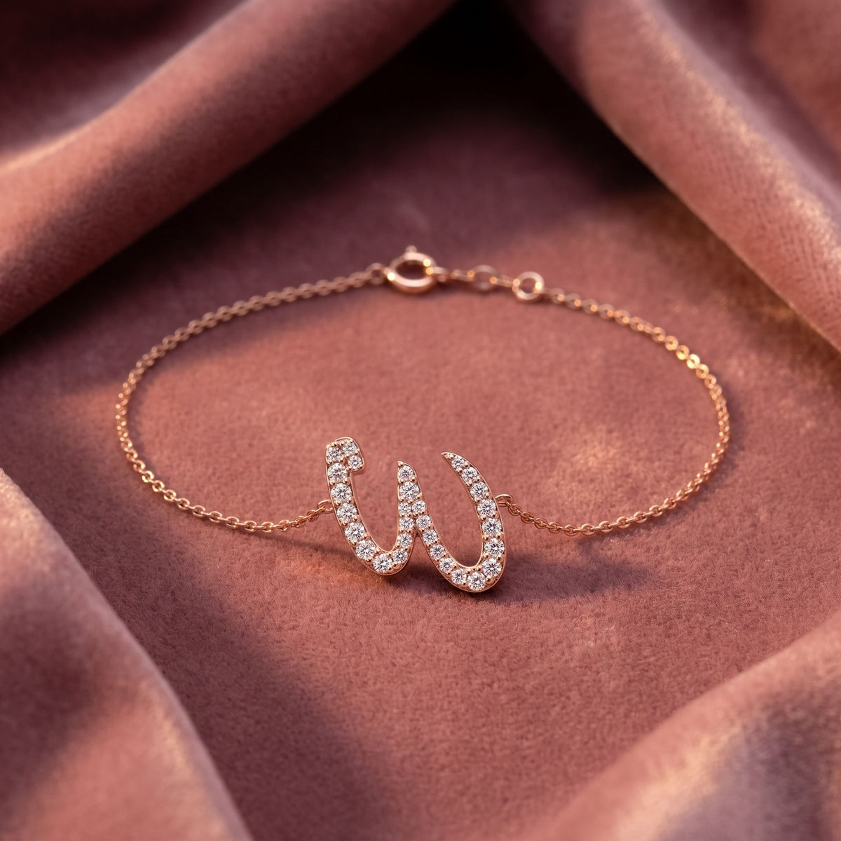 18K Alphabet Round Diamond Bracelet — AI cloth, in-house