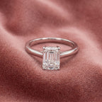 18K Solitaire Emerald Diamond Ring — AI cloth, in-house
