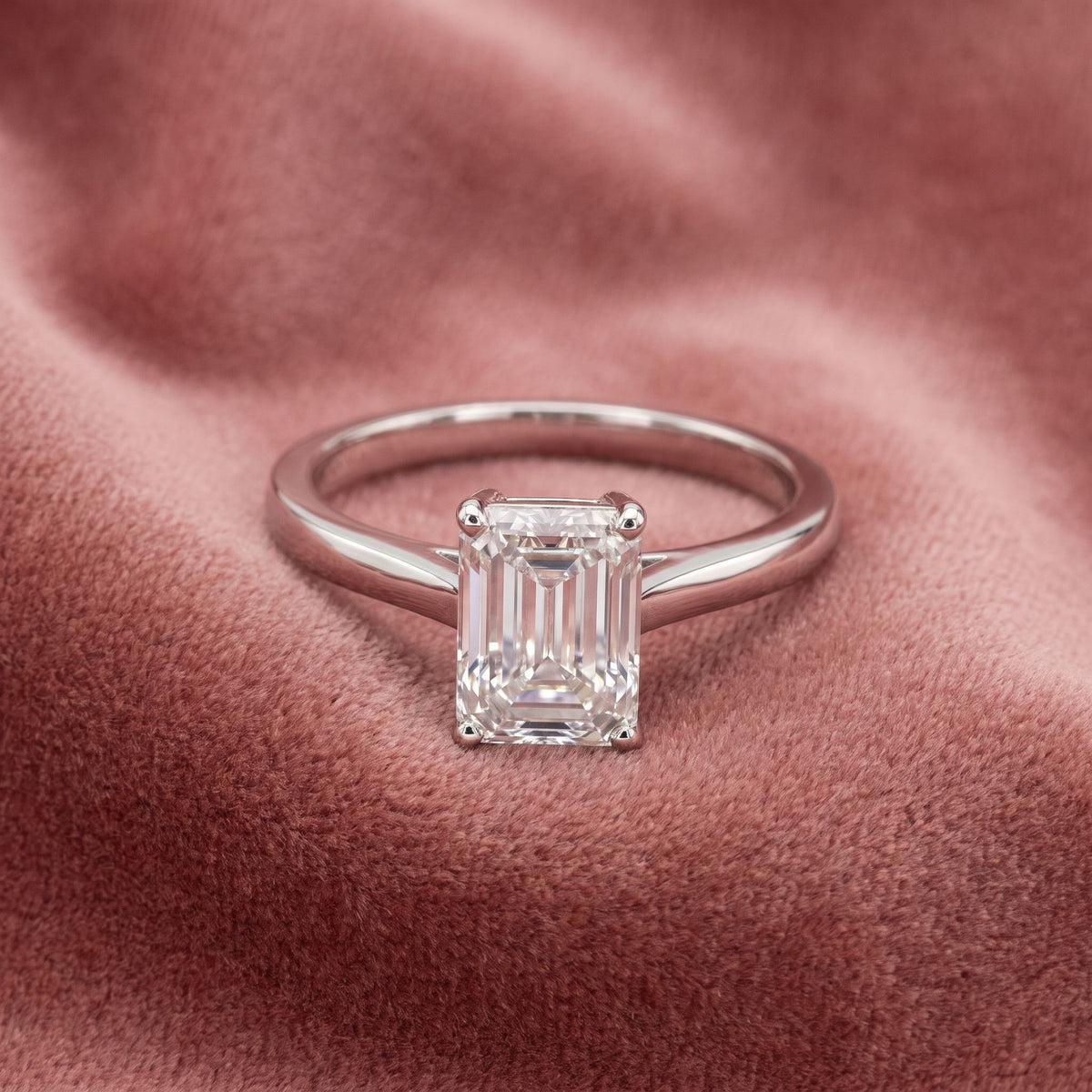 18K Solitaire Emerald Diamond Ring — AI cloth, in-house