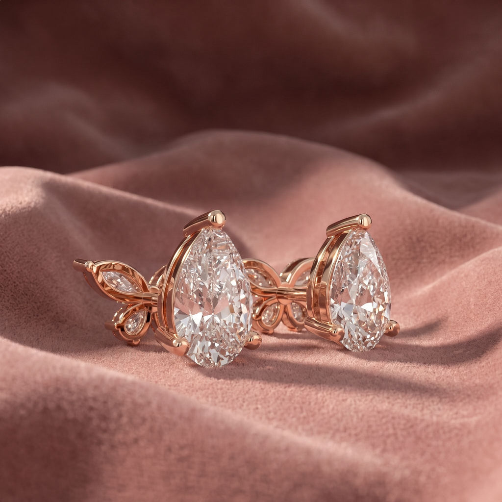 18K Pear Butterfly Diamond Earrings — AI cloth, in-house