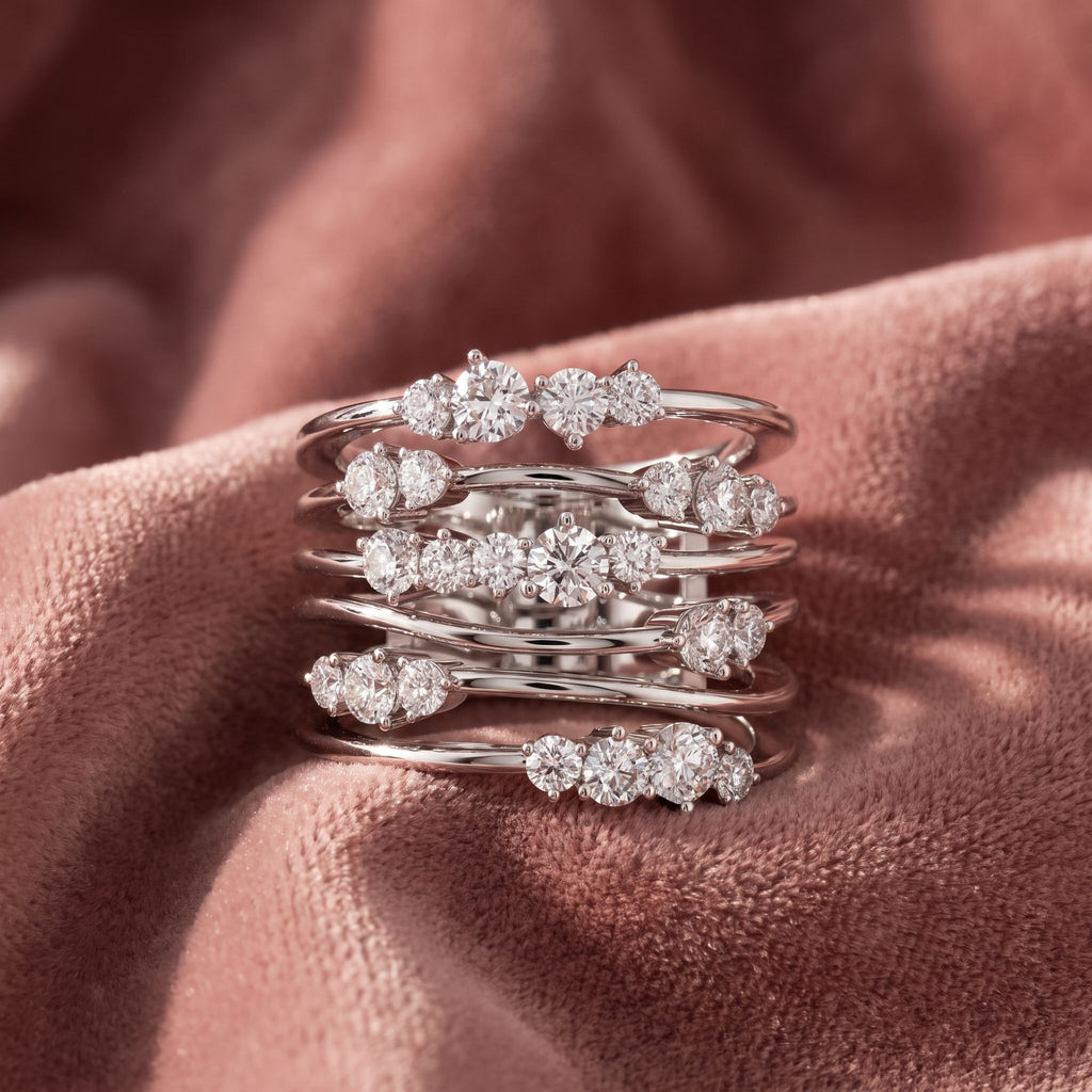 18K Bespoke Round Diamond Statement Ring — AI cloth, in-house