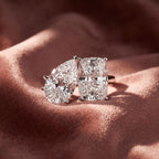 18K Pear Emerald Cut Diamond Ring — AI cloth, in-house