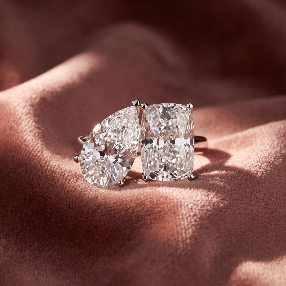 18K Pear Emerald Cut Diamond Ring — AI cloth, in-house