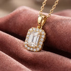 18K Halo Diamond Pendant — AI cloth, in-house