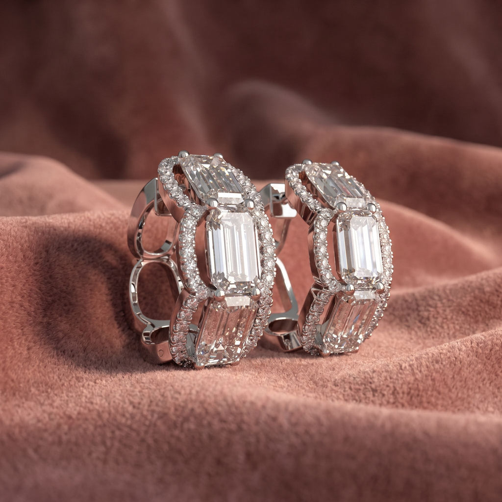 14K Pave Diamond Hoop Earrings — AI cloth, in-house