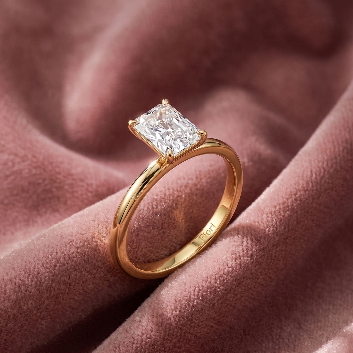 18K Solitaire Emerald Diamond Engagement Ring — AI cloth, in-house