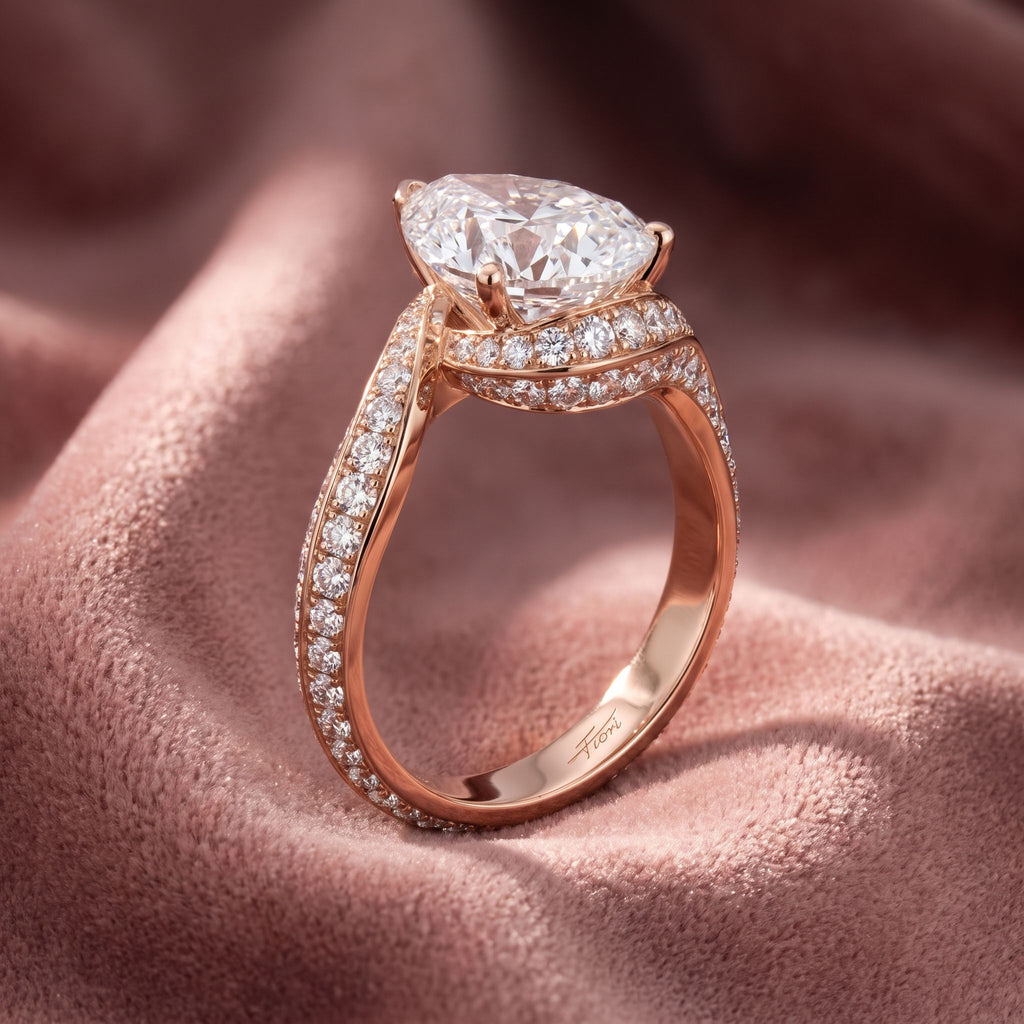 18K Pear Solitaire Diamond Ring — AI cloth, in-house