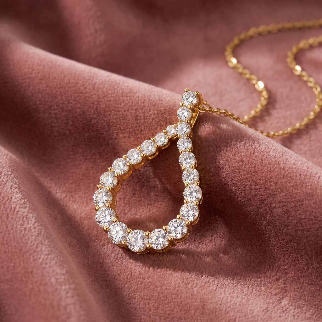 18K Bespoke Pear Round Diamond Pendant — AI cloth, in-house