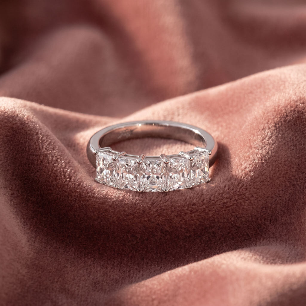 14K Eternity Emerald Diamond Ring — AI cloth, in-house