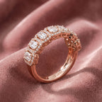 18K Emerald Cut Eternity Diamond Ring — AI cloth, in-house