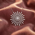 18K Sunburst Diamond Pendant — AI cloth, in-house
