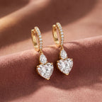 18K Heart Solitaire Diamond Drop Earrings — AI cloth, in-house