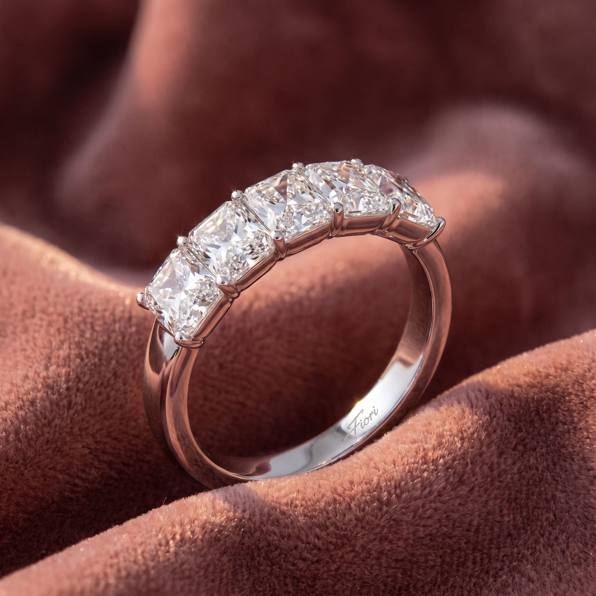 14K Eternity Emerald Diamond Ring — AI cloth, in-house