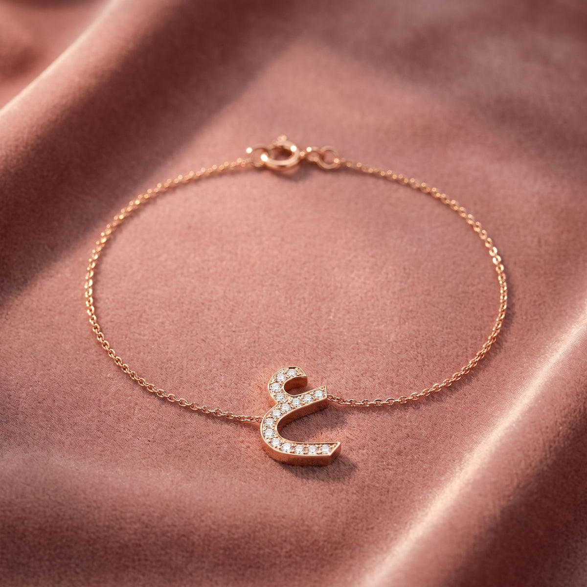 18K Arabic Alphabet Diamond Bracelet — AI cloth, in-house
