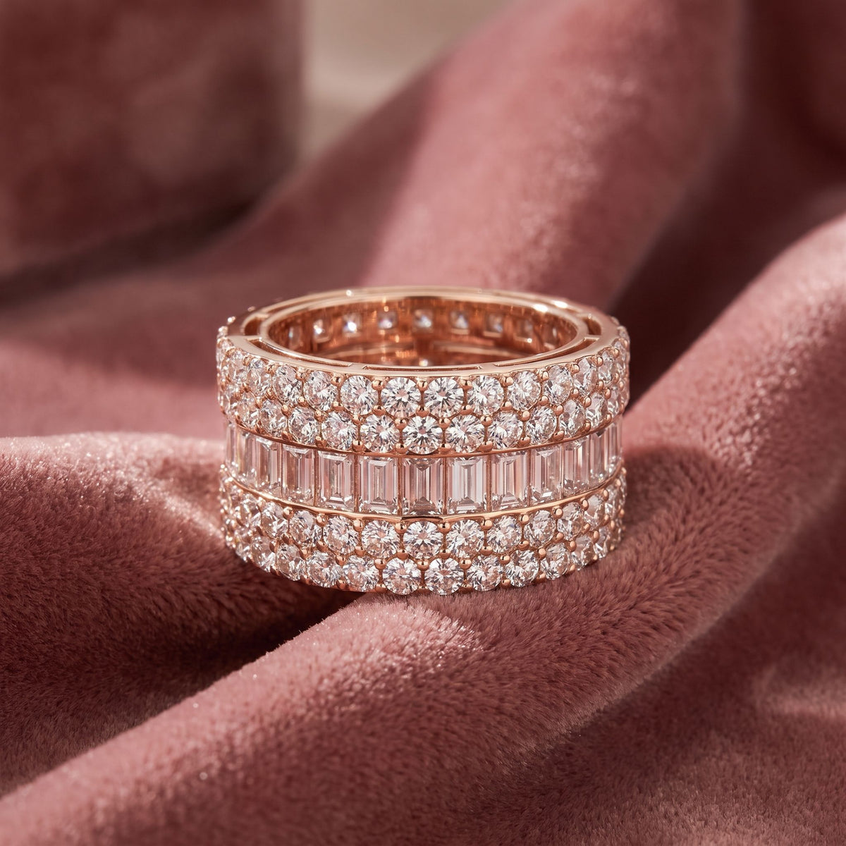 18K Bespoke Baguette Diamond Ring — AI cloth, in-house
