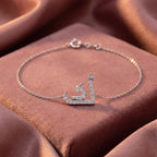 18K Arabic Alphabet Round Diamond Bracelet — AI cloth, in-house