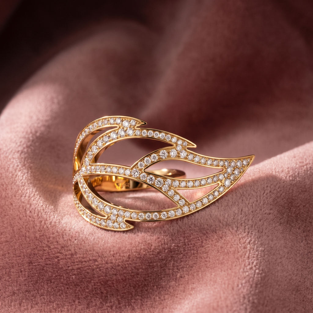18K Bespoke Openwork Diamond Ring — AI cloth, in-house