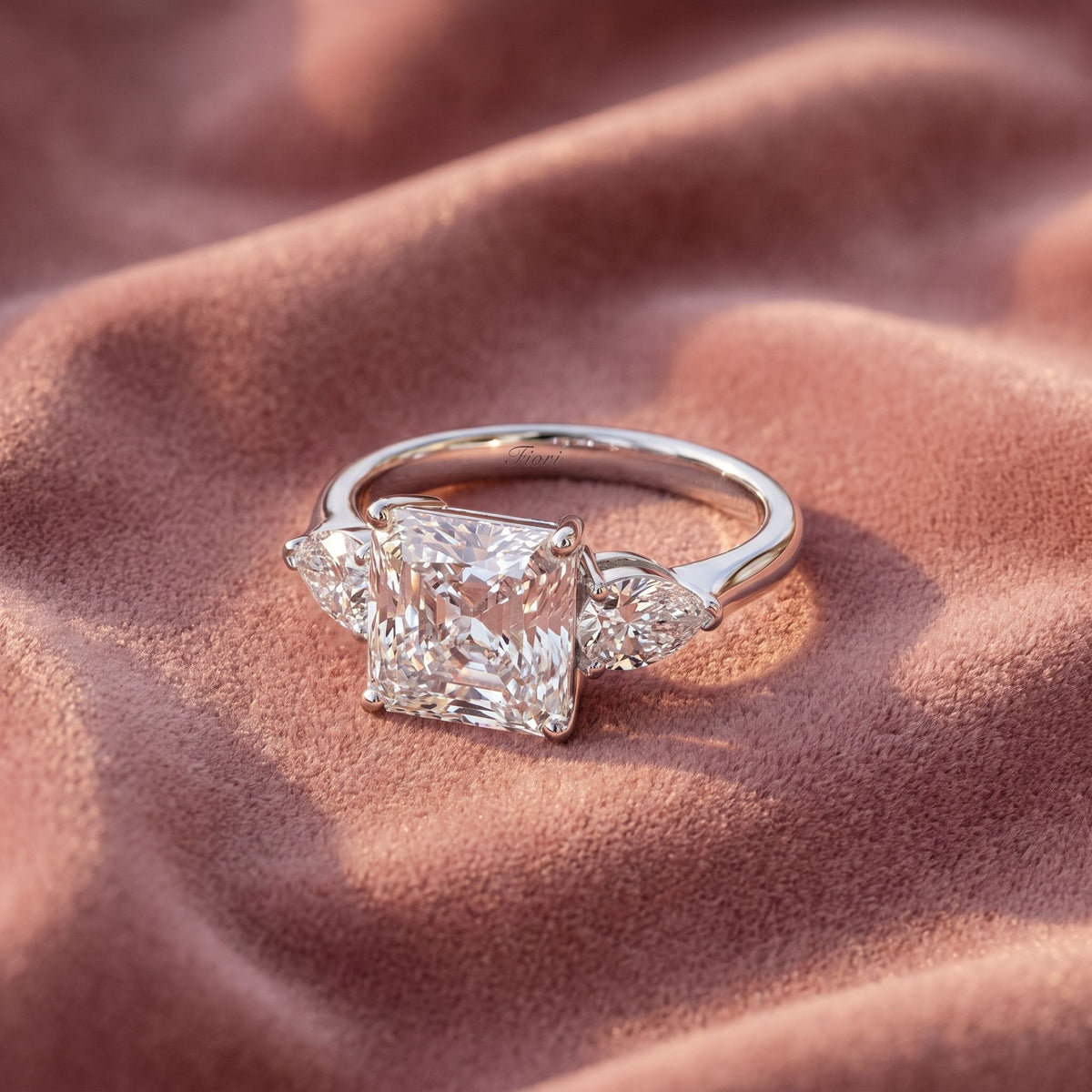 18K Trilogy Asscher Diamond Engagement Ring — AI cloth, in-house